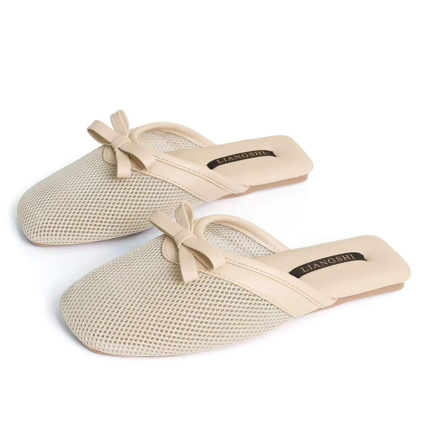 

Women's Spring Summer New Baotou Mesh Slippers Soft sole Non Slip Breathable High Quality Bowknot Home Slippers Floor Slippers