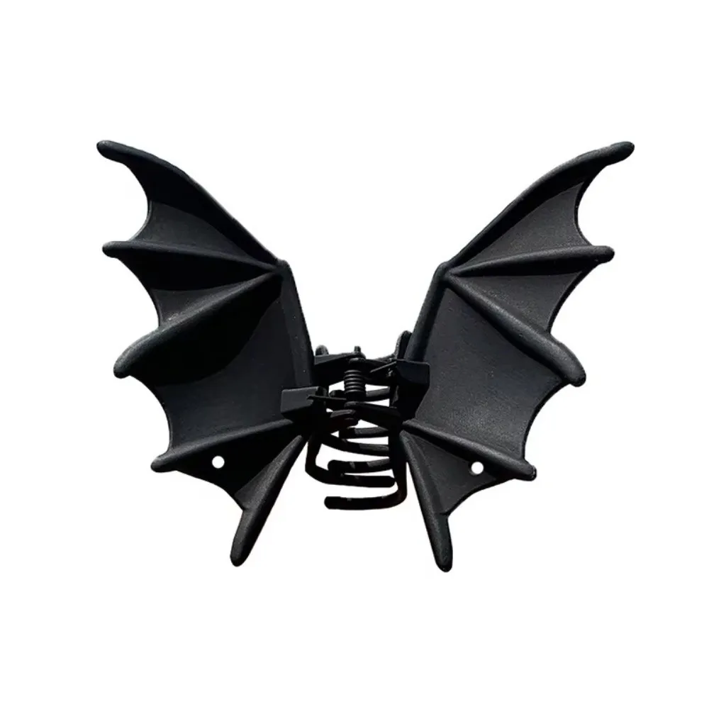 Cute Gothic Halloween Hair Claw Alloy Matte Black Bat Wings Ponytail Holder Cosplay Headdress Shark Clip Gift view 5