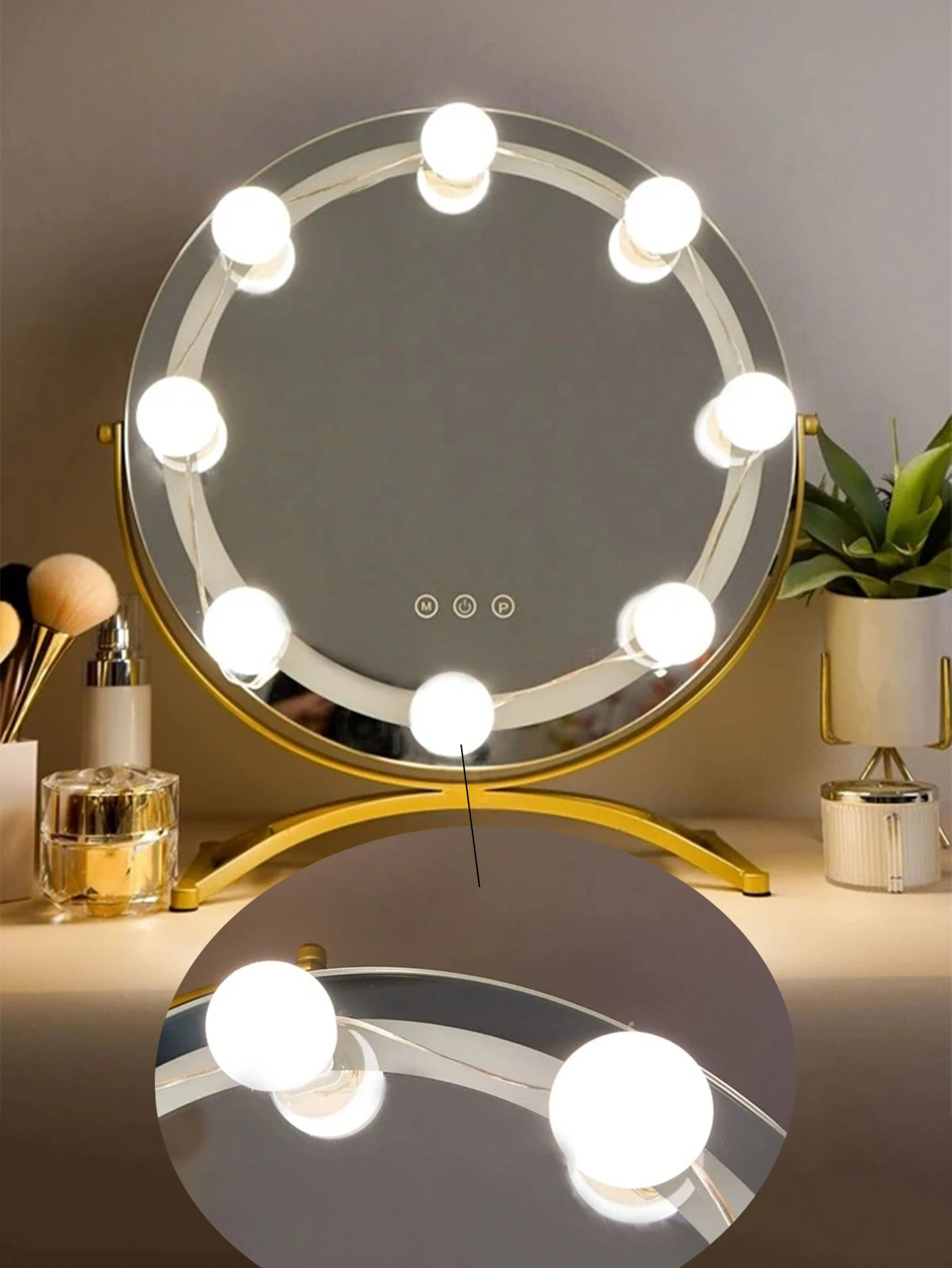 LED Mirror Vanity Light Bulbs Dressing Table Make Up Mirror LED Fill Lamp Stepless Dimmable Nightlight For Bedroom Decoration