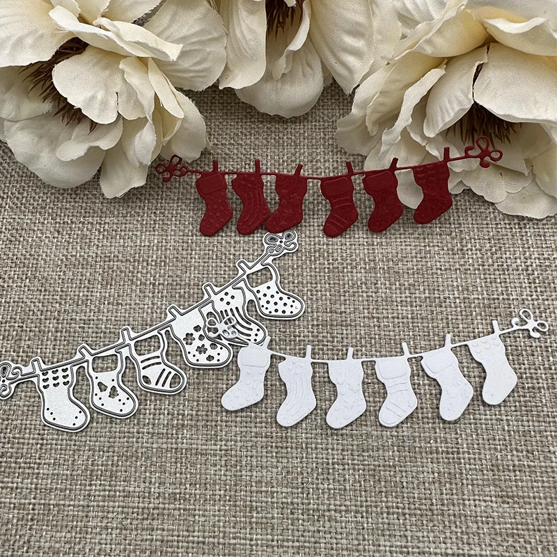 Christmas socks chain Metal Cutting Dies Stencils For DIY Scrapbooking Decorative Handcraft Die Cutting Template Mold