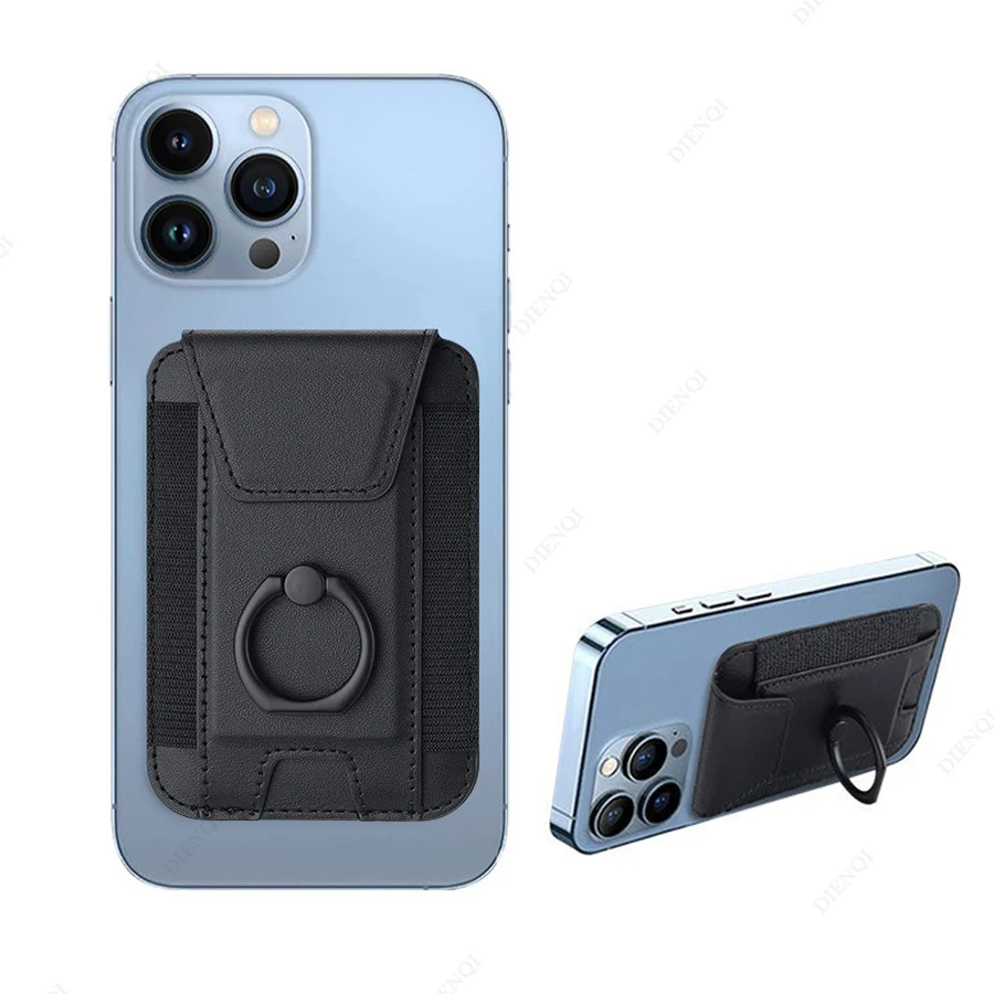 

Strong Magnetic Phone Cards Holder Stand Phone Ring Pu Leather Slim Portable Cardholder Case MagSafe Wallet for IPhone 14 15 16