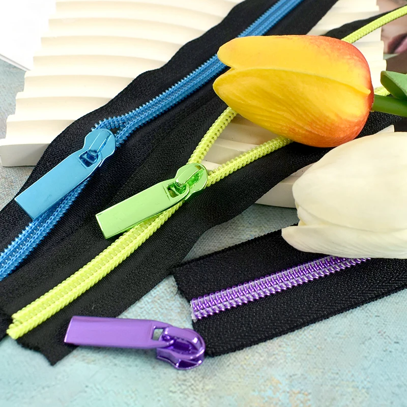 

Meetee 1-5Meters 5# Nylon Zippers + Slider Puller Bag Purse Zipper Heads Repair Zip Closure DIY Garment Sewing Accessories
