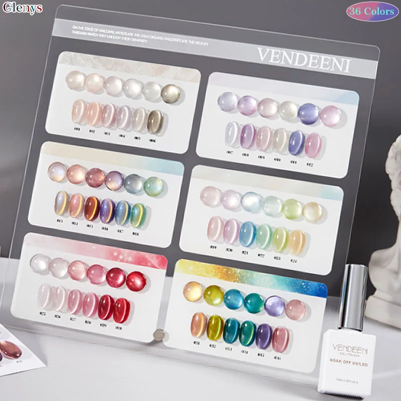 Glenys 36 Color Cat Eye nail polish Glue Shiny Soaking gel Color Matching Card Fashion Talent Essential Varnish Set Wholesale