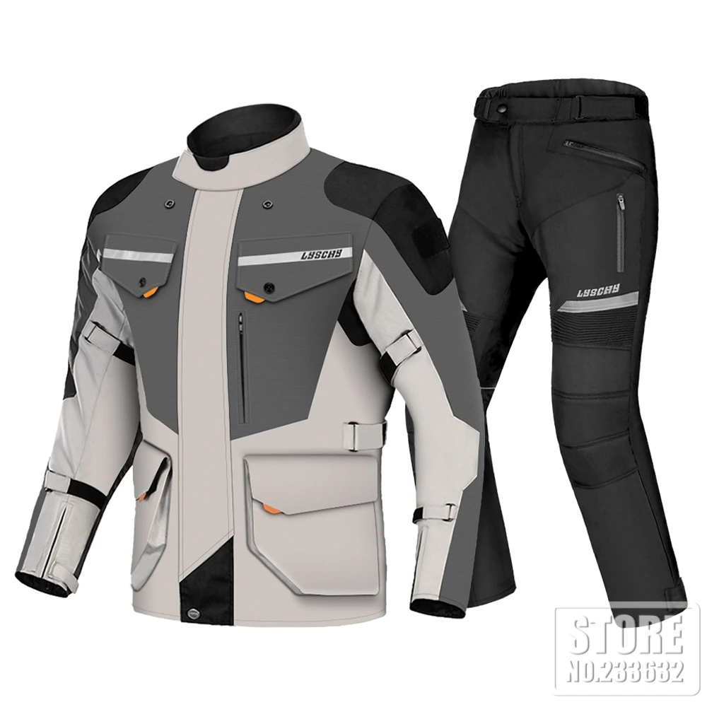 LYSCHY Motorjas Broek Pak Koudbestendig Waterdicht Winter Heren Motorrijden Moto Jas Beschermende uitrusting Armor Kleding