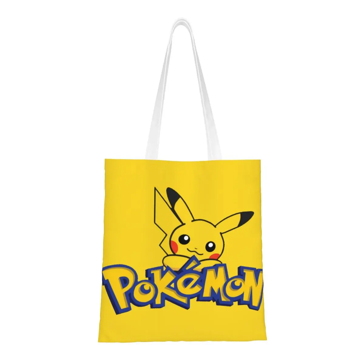 Custom Kawaii Printing Cartoon Animation Pokemon Pikachu Logo Shopping Tote Bags Reusable Canvas Shopper Shoulder Handbag