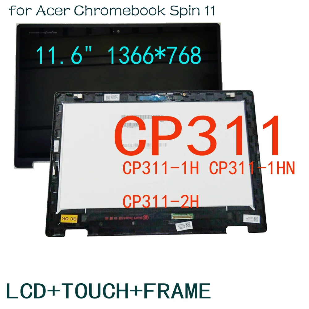 شاشة LCD تعمل باللمس محول الأرقام ، يناسب أيسر Chromebook ، تدور 11 ، CP311 ، CP311-1H ، CP311-1HN ، CP311-2H ، R752T ، B116XAB01.4 ، 11.6"