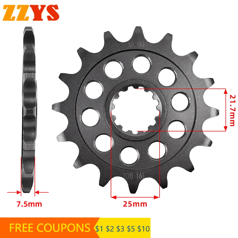 520 16T 16 Tooth 450CC Front Sprocket Gear Staring Wheel Cam Pinion For Kawasaki ATV KSF450 KFX450 KFX450R 2008-2014 KFX KSF 450