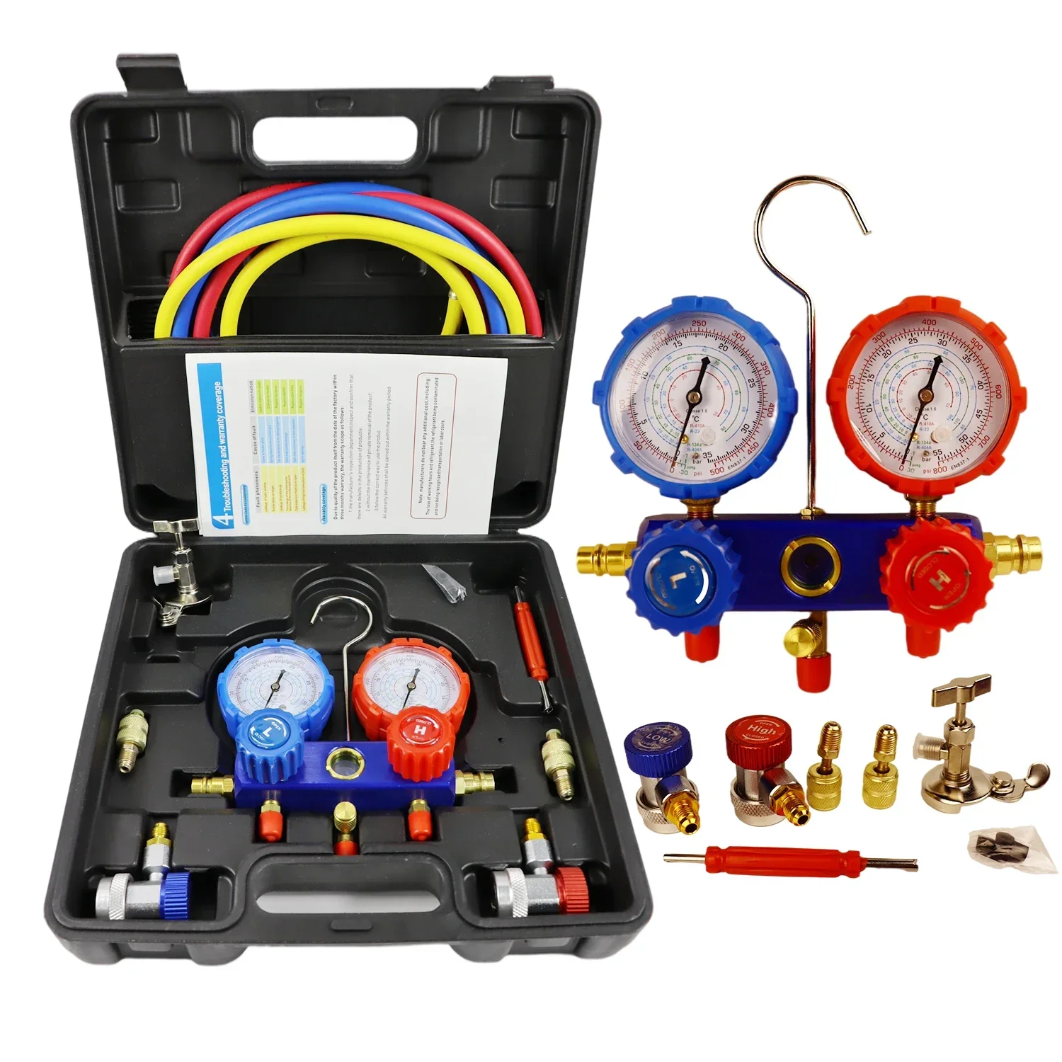 Outil de développement de forteresse domestique automobile, groupe d'instruments de collecteur AC 3 voies, diagnostic Hylique, R410A, R22, R404A, R134A