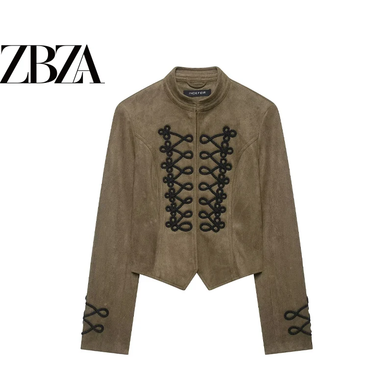 Fashionable Long Sleeve Faux Fur Texture Knot Button Outerwear Versatile Women's Standard Fit Polyester Fiber Autumn Jacket