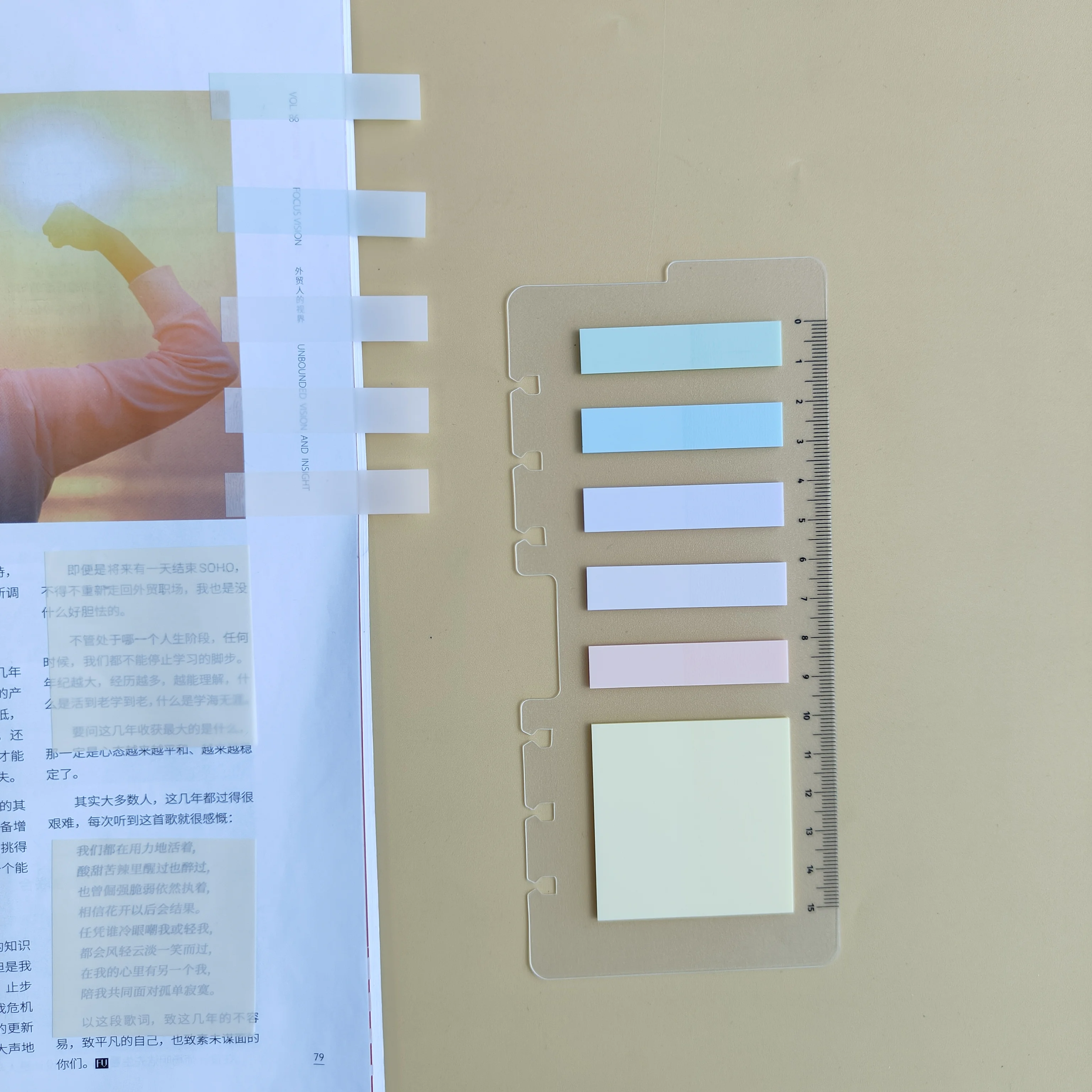 KindFuny 200 Sheets Transparent Sticky Notebook Pads Notepads Clear Bookmark Read Book Stationery School Supplie