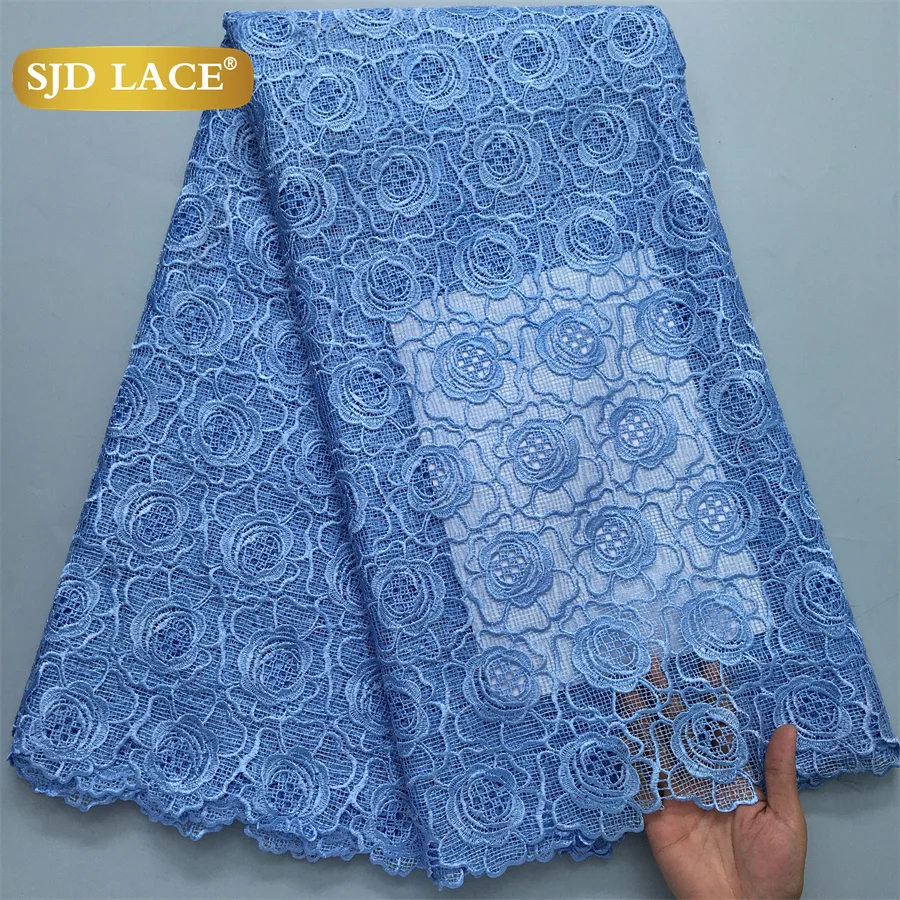 

SJD LACE High Quality Nigerian African Guipure Cord Lace Fabrics Embroidery 5Yards Water Soluble Lace For Wedding Party Sew 4155