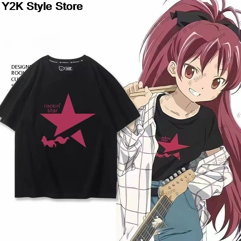 Camiseta de algodão 100% Magical Girl, camiseta de cosplay Madoka, para meninos e meninas, y2k, masculina, feminina, Harajuku, gola redonda, camisa de