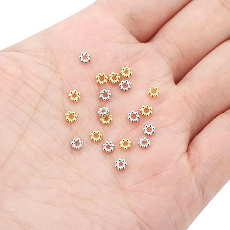 30pcs Stainless Steel Spacer Beads Lot Dia 3 4 5 6 mm Gold Color Loose Large Hole Charm Beads For Bracelet Diy Jewelry Making