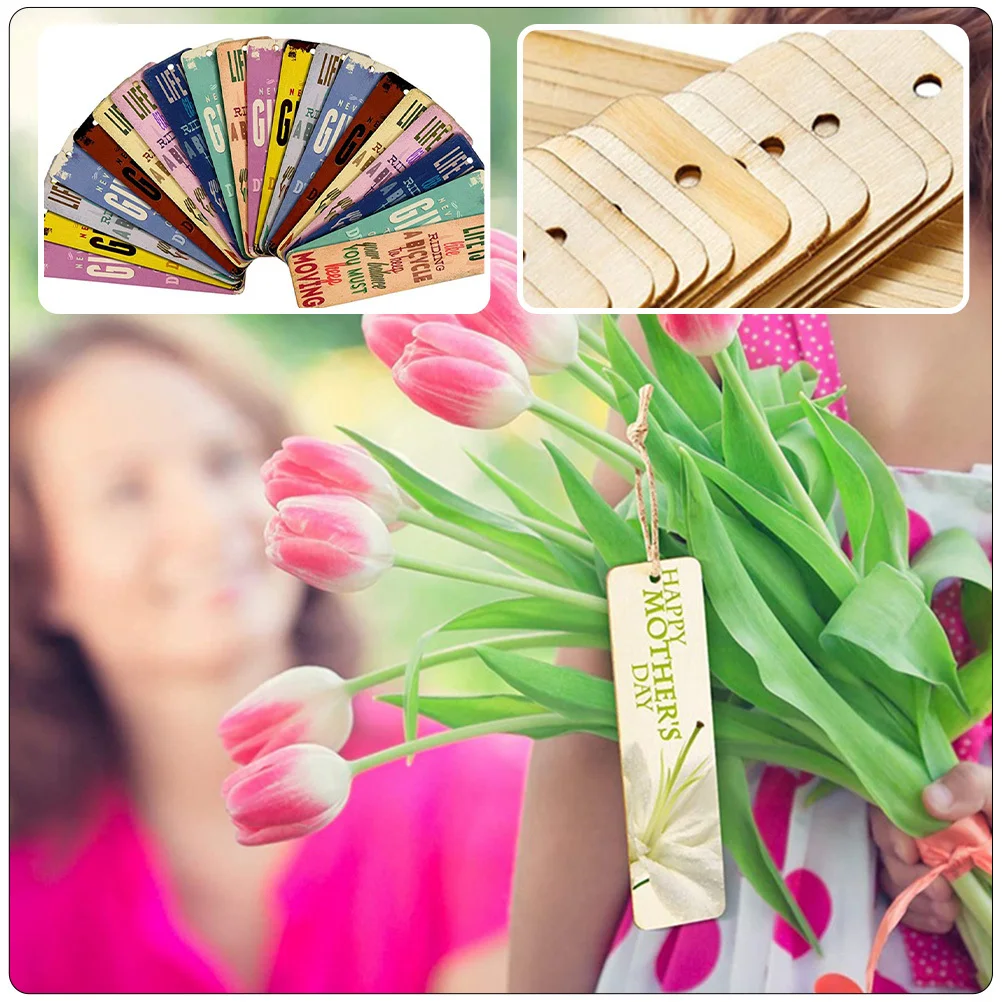 1 مجموعة الإشارات المرجعية الفارغة لتقوم بها بنفسك علامة مرجعية خشبية غير مكتملة ديكور الحرف اليدوية للطلاب مدرسة مكتب التموين أدوات الحرف اليدوية #5