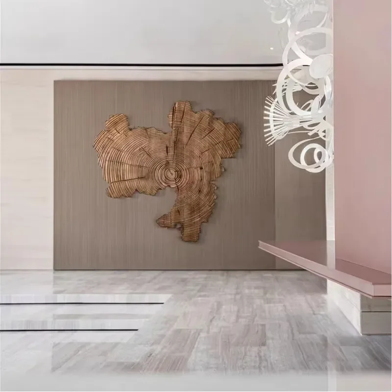 Home Decor Mixed Media Art 3D Abstract Geometric Wall Arts Handmade Wood Carved Artwork Design Wall Painting