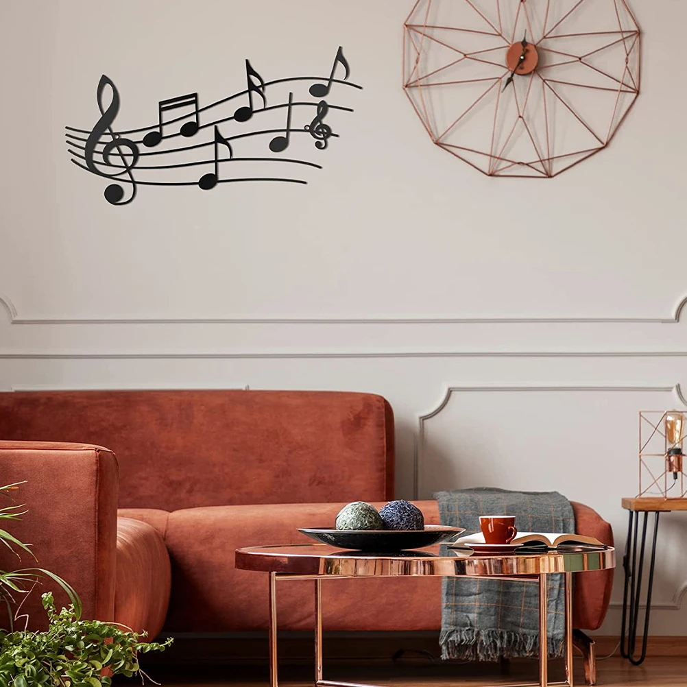 

Musical Note Wall Decor Home Studio Decoration Large Black Metal Art Sculpture Party Bedroom Office Living Room Music Theme