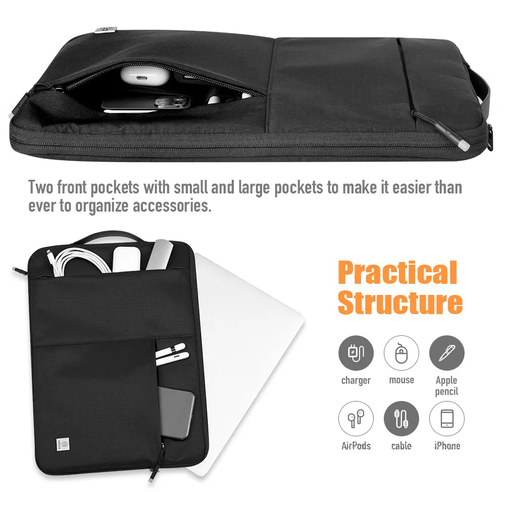 WiWU Laptop Sleeve for MacBook Air 15.3 inch Waterproof Portable Case for MacBook Pro 14.2 16 2024 Notebook Bag for MacBook 13