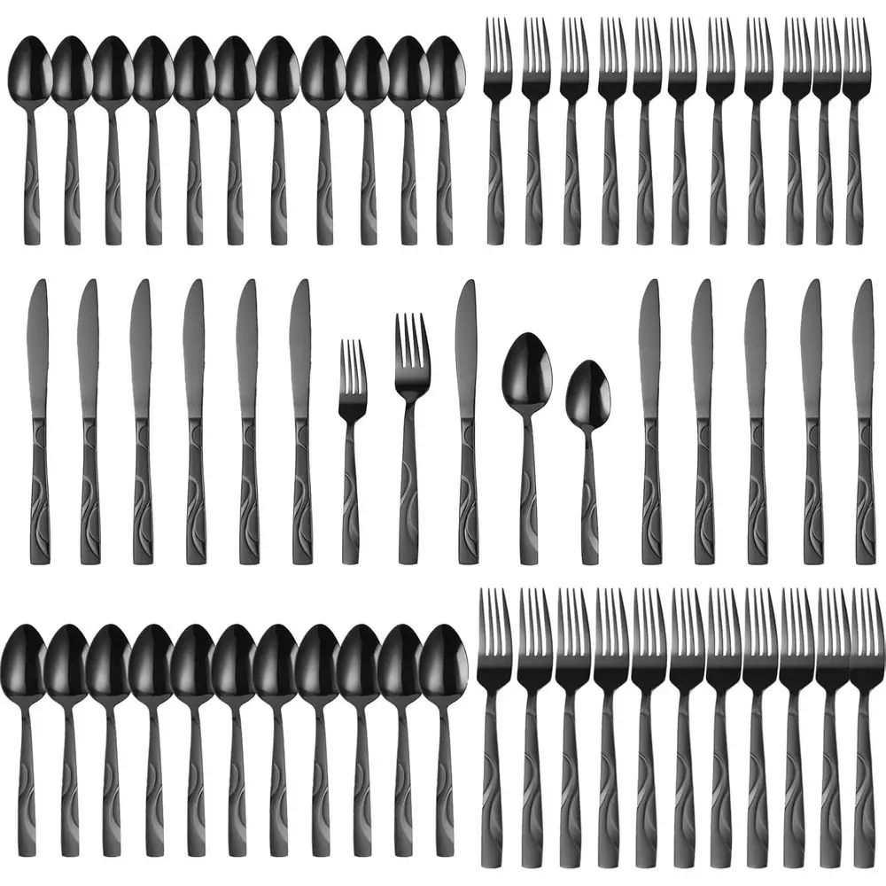 

60-Piece Heavy Duty 430 Stainless Steel Silverware Set, Service for 12, Including Fork, Spoon, Knife, Dishwasher Safe