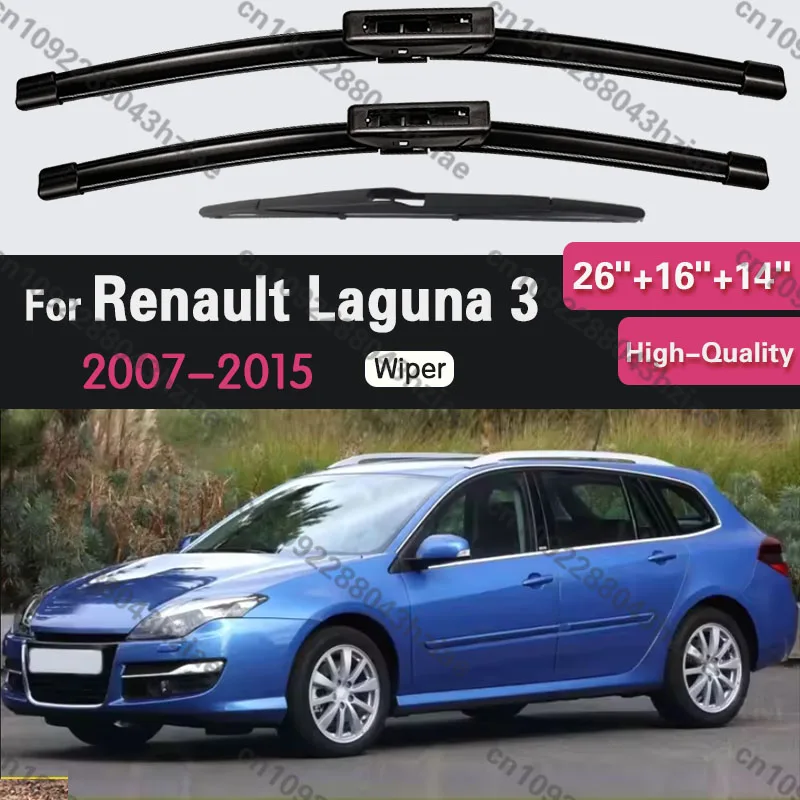 Wiper Front & Rear Wiper Blades Set For Renault Laguna 3 Grandtourer 2007 - 2015 Windshield Windscreen Window 26