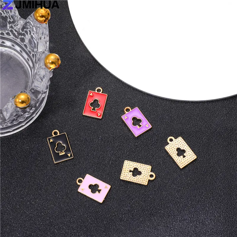 15pcs Enamel Charms Metal Poker Cards Charms Pendants For Jewelry Making Supplies Accessories DIY Handmade Bracelets Necklaces