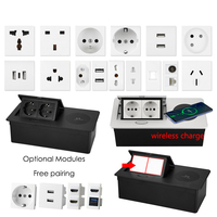 DIY Wireless Desktop Sockets UK FR EU Pop Up Hidden Table Socket With Wireless Charger USB TypeC Ports Table Sockets RJ45