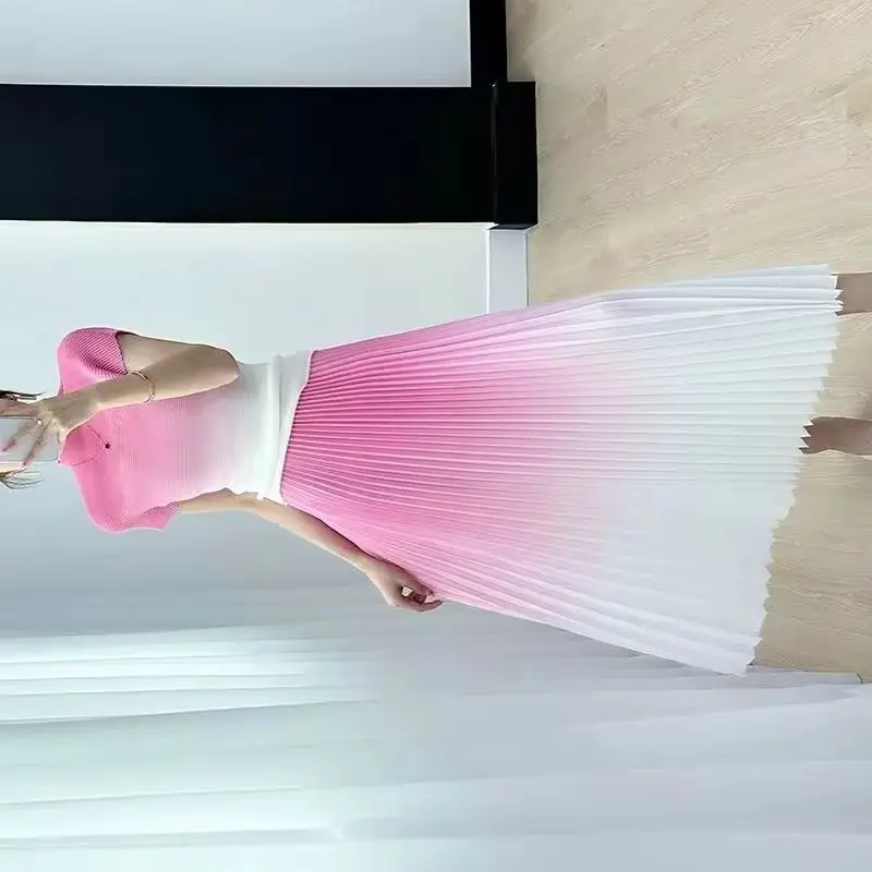 

Skirts for Women Woman Clothing Fashion Women's Summer Miyake High-end Gradual Pleats Gentle and Loose Pleated Beautiful Skirt