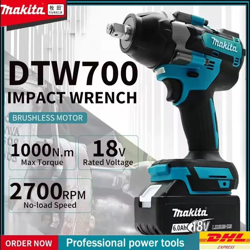 

Makita DTW700 Brushless Cordless Electric Wrench 18V High Torque Rechargeable Screwdriver Tool for Professional Use