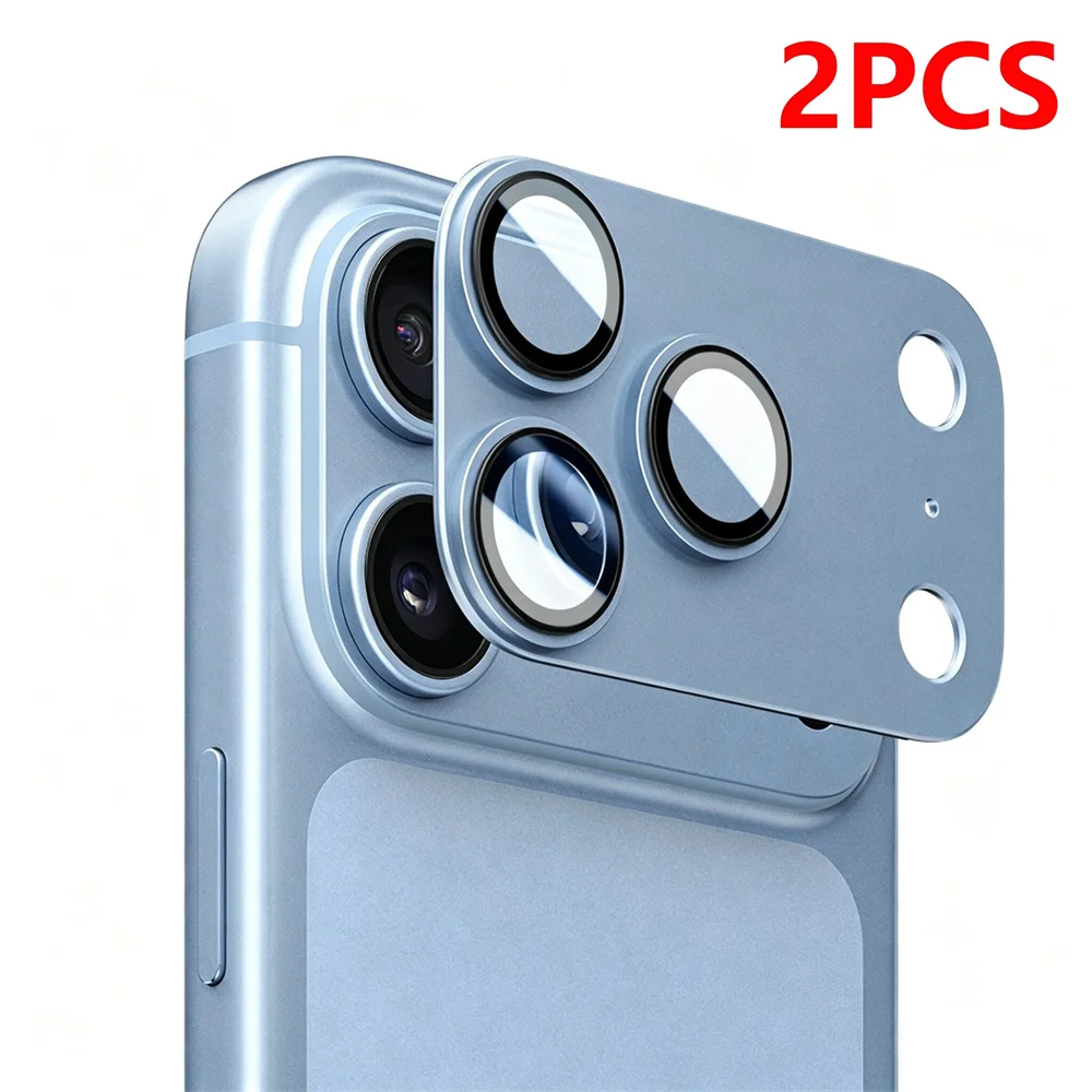 2 Stück Panzer-Objektivschutz mit starker Haftung, Metall, 9H gehärtetes Glas für iPhone 18 17 Pro Max Kamera-Bildschirm, vollständiger Schutz.