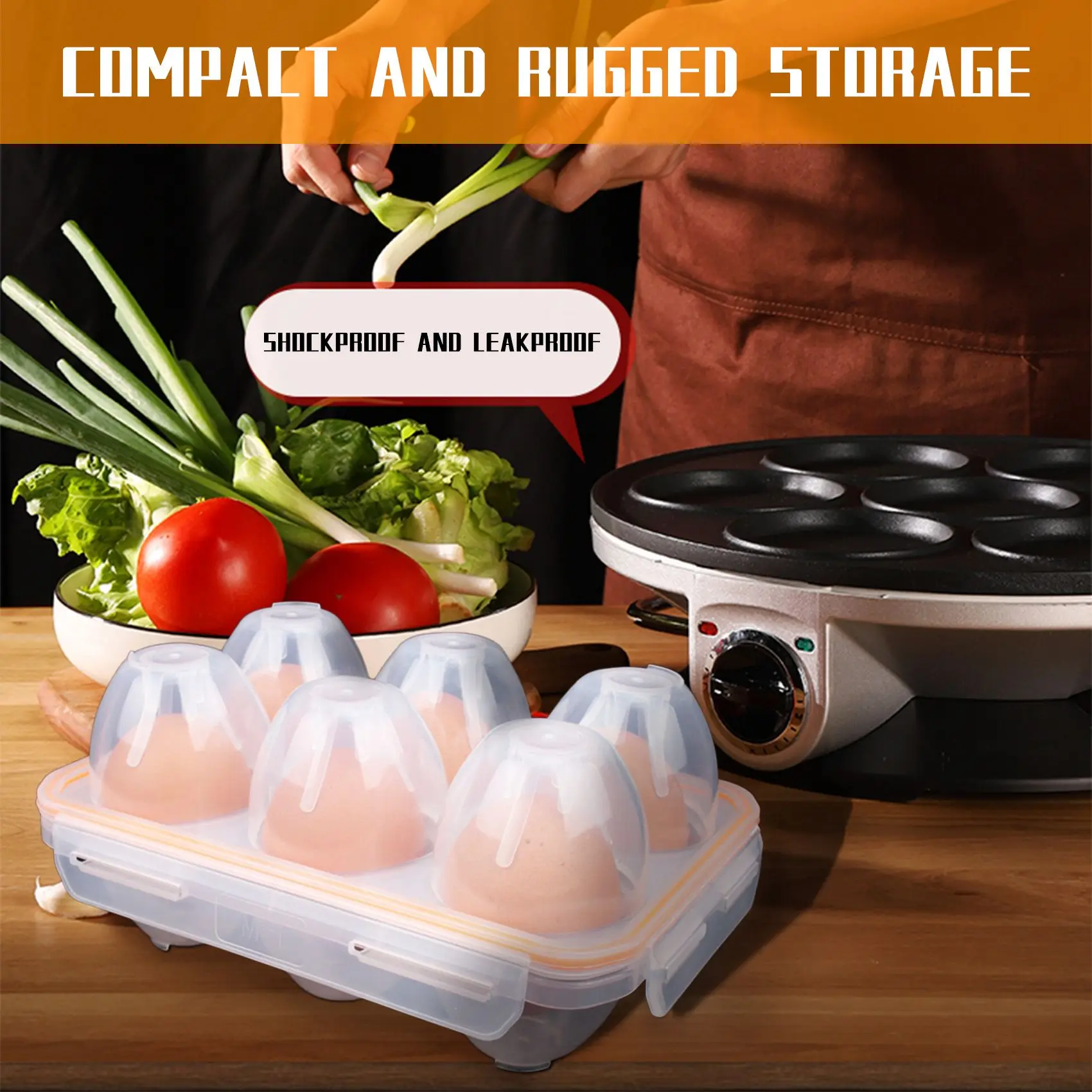 Portable Camping Shockproof and Leakproof 6 Eggs Carrier Container Case Eggs Carrier Holder Egg Storage Box Case