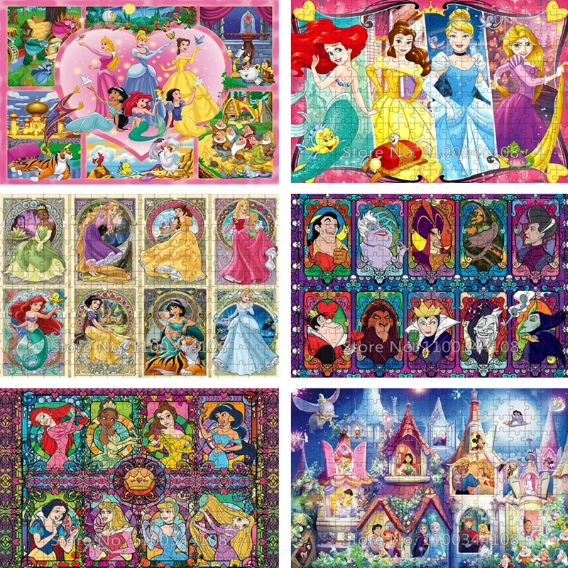 Disney Princess Villains Jigsaw Puzzle 300/500/1000 PCS Cartoon Characters Puzzles Handicraft Hobbies Game Children Leisure Toys