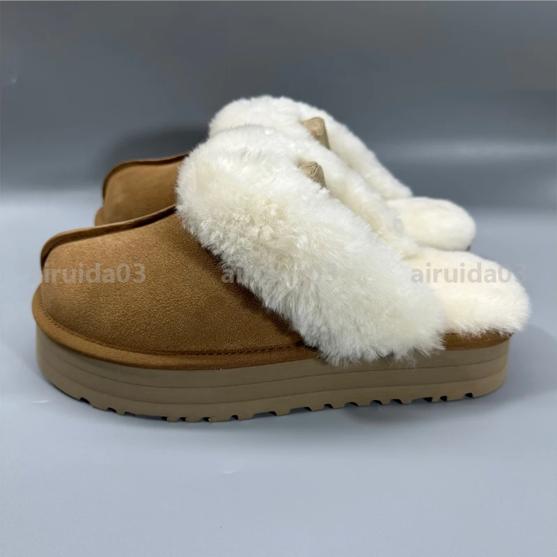 Ultra Mini Platform Slippers Bont Glijbanen Klassieke Laars Winter Wol Comfort Designer Laarsjes