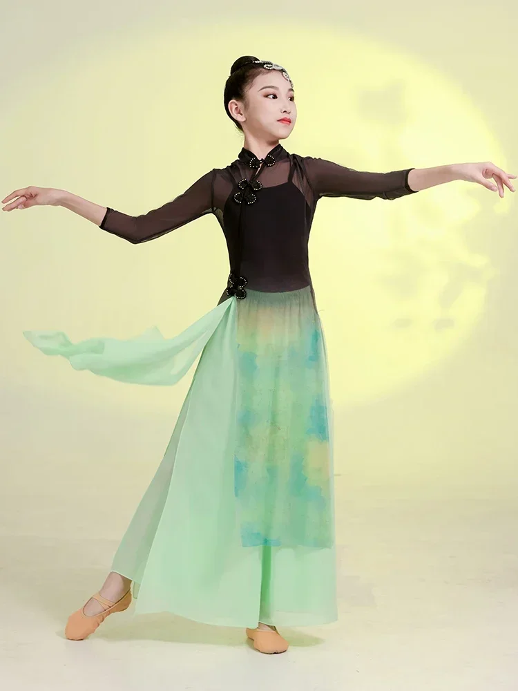 

Chinese Style Classical Dance Elegant Practice Dance Costume Girls Traditional National Modern Costume Yangko Dance Wear
