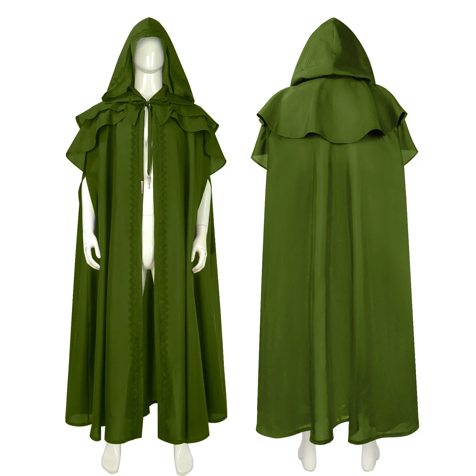 الكبار القرون الوسطى القوطية الرجعية مقنعين عباءة أسود أخضر ريترو فارس القراصنة معالج تأثيري الجلباب هالوين كرنفال ملابس الحفلات