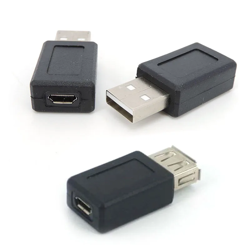 Black USB 2.0 Type A Male Female to Micro USB B Female Adapter Plug Converter to Micro USB Connector Plug W28