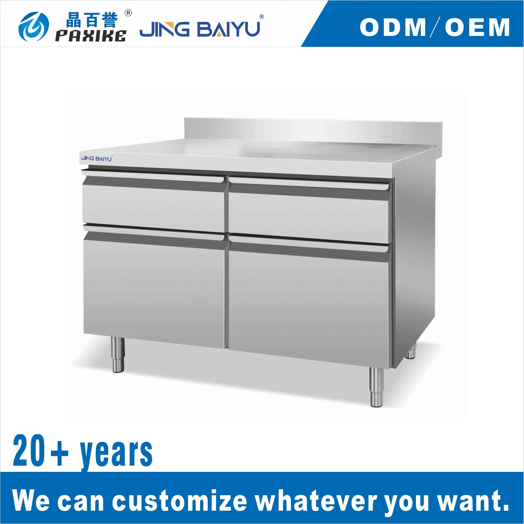 CZT-06 Customized Stainless Steel Silver High Efficiency Center Table Commercial Kitchen Food Prep Table Heavy Duty Steel Work