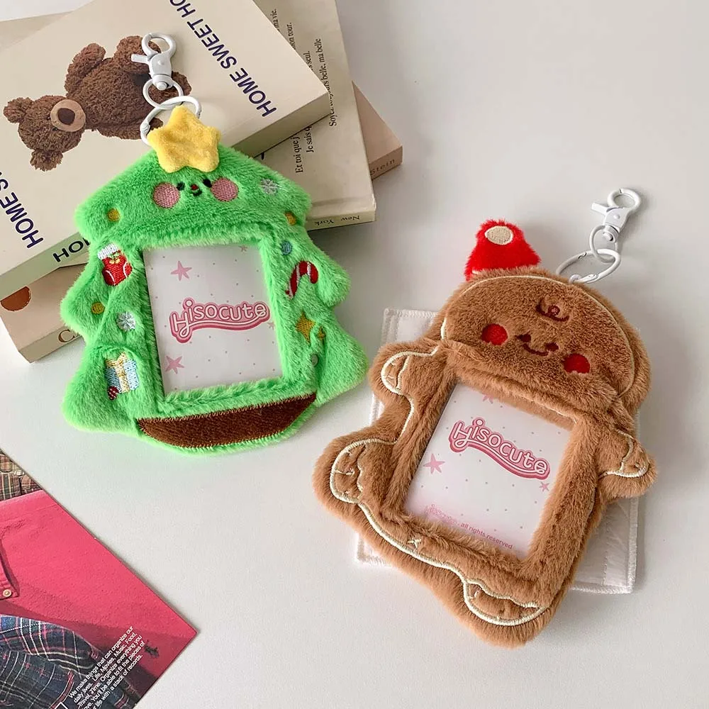 

With Keychain Plush Photocard Holder ID Card Cover Christmas Tree Christmas Bus Card Holder INS Cute Pendant Idol Photo Sleeve