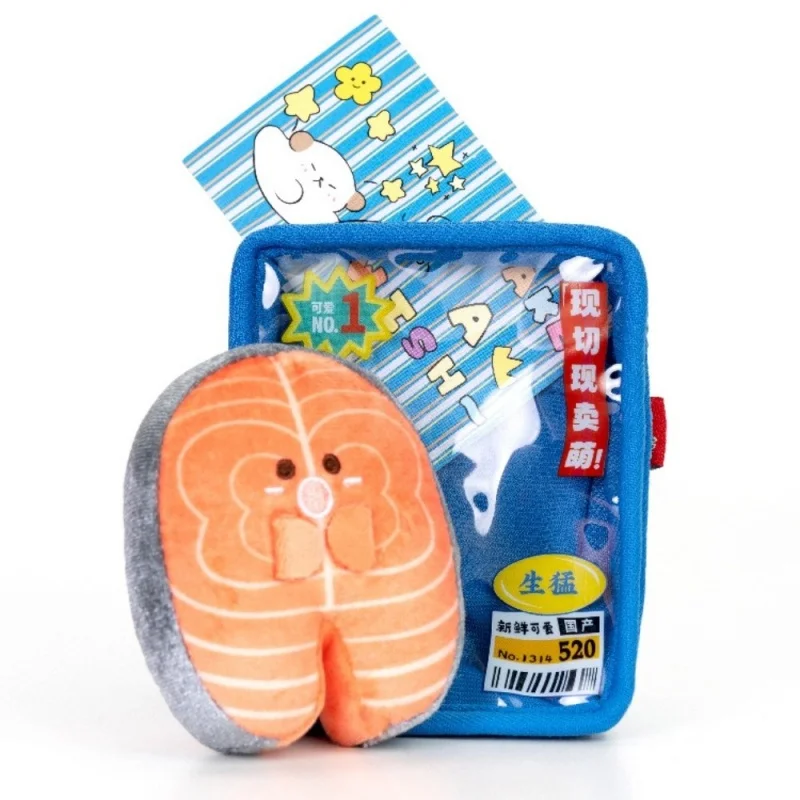 Salmon Seafood Platter Pendant Fresh Shrimp Fish Fillets Seafood Sardine Plush Keychain Arctic Scallop Octopus Cute Doll Gifts - view 5