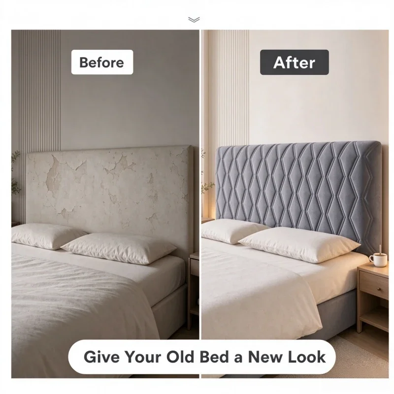 Thick Velvet Headboard Slipcover Elastic Stretch Bed Headboard Cover Diamond Quilted Backrest Protector for Bedroom Home Decor 5