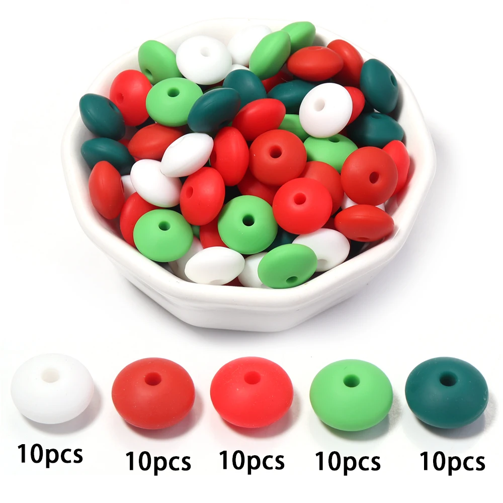 50-70pcs/lot 12mm Candy Color Silicone Abacus Beads Flat Loose Spacer Bead for DIY Bracelet Necklace Jewelry Making Supplies