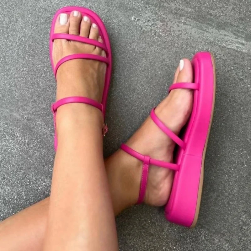 Sandals Women Summer Square Toe Ankle Strap Platform Wedges Ladies Shoes Casual Non-slip Rome Gladiator Female Sandal Woman Shoe