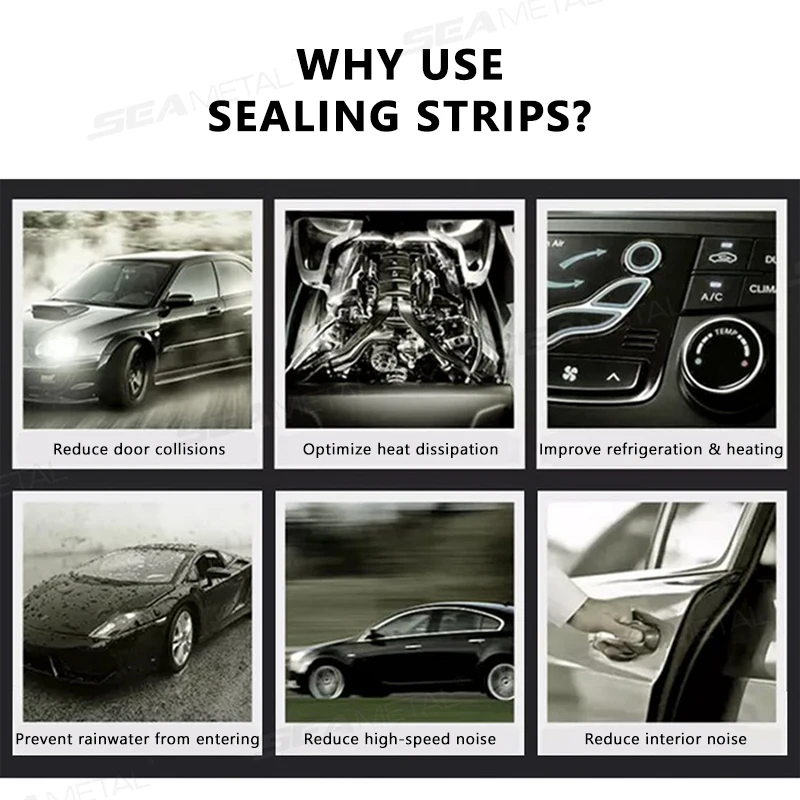 SEAMETAL Rubber Car Door Weather Seal Strip 430cm D-Shape Weatherstrip for Door/Hood/Trunk Soundproof Waterproof Sealing Strip