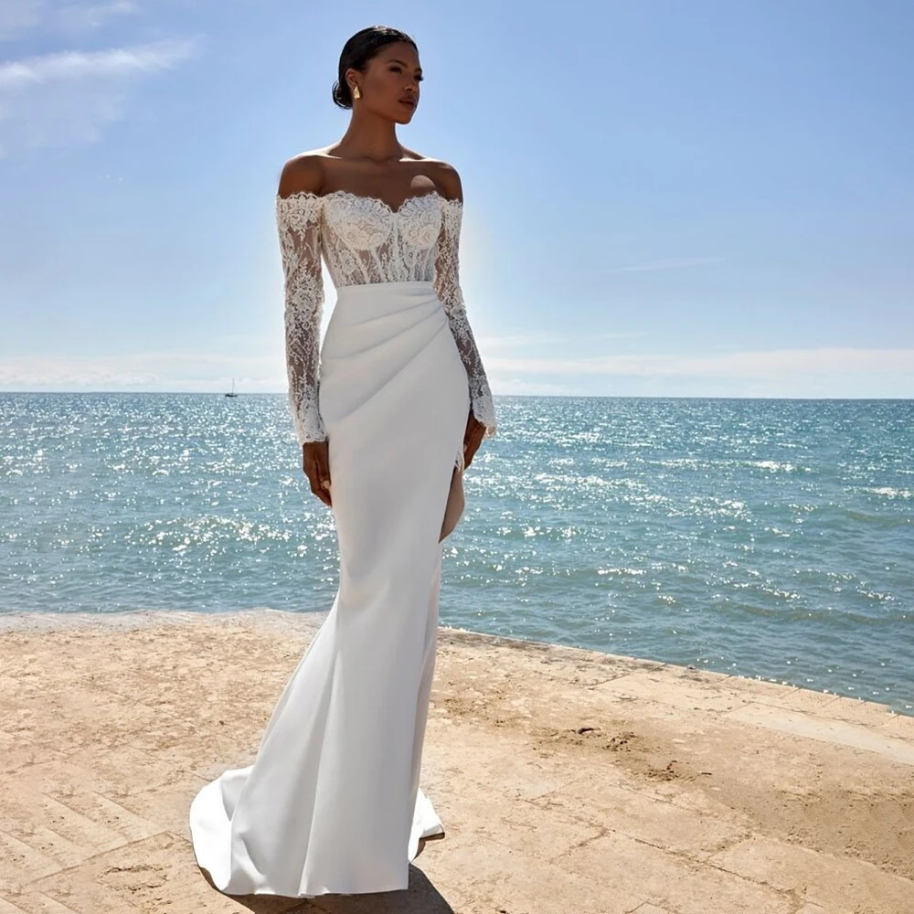 

Beach Sweetheart Collar Lace Wedding Gown Sheath Boho Backless Short Mini Bridal Dress with Detachable Train Custom Made