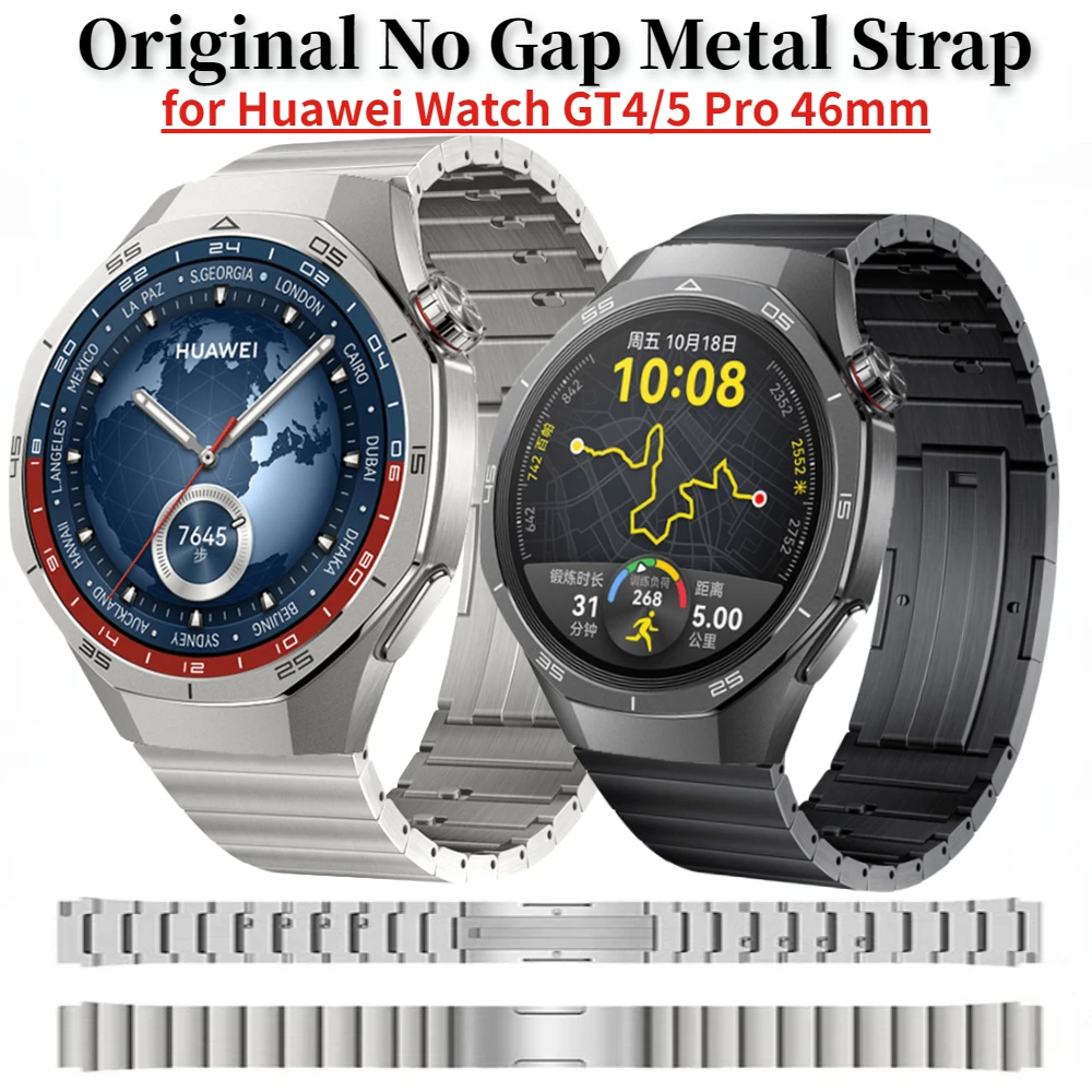 Original No Gap Metal Strap for Huawei Watch GT4/5 Pro 46mm Switch Quick Release Bracelet Band Watch GT5 Stainless Steel Correa