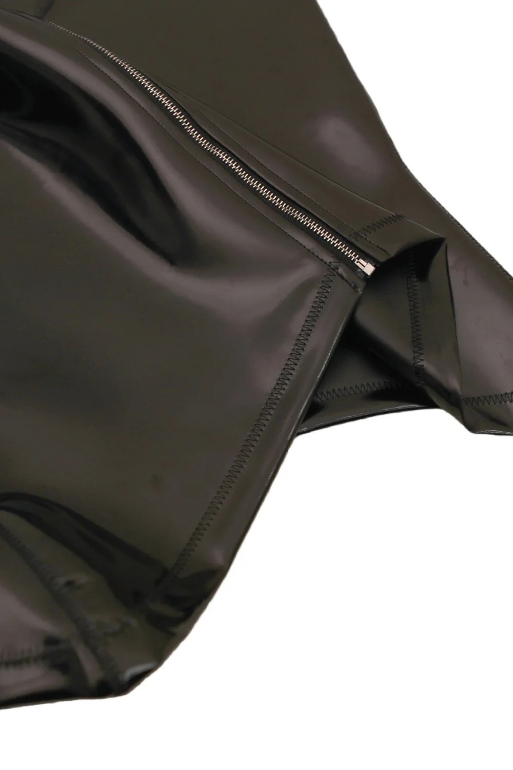 الرجال بو الجلود سترة بلا أكمام مثير زيبر الجبهة قميص أسود أنيق