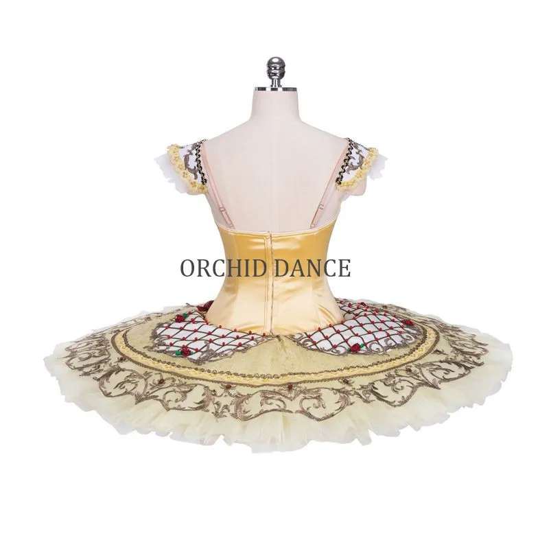 Hot Sale High Quality 12 Layers Girls Performance Wear Gold Professional Ballet Tutu