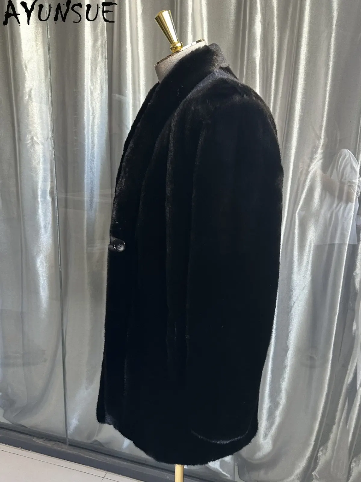 AYUSNUE Top Quality Real Mink Fur Coat Men Winter Clothes Real Fur New in Coats Male Natural Whole Mink 2026 Бомбер Мужской