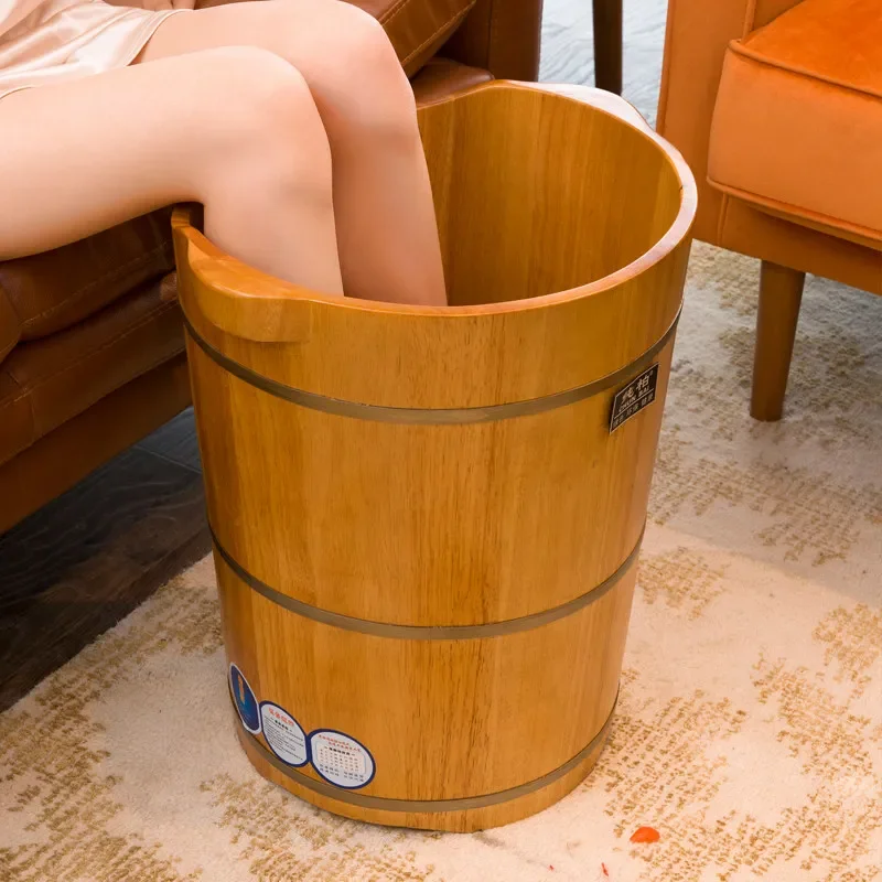 Pure cypress oak foot bath bucket foot soaking wooden high and deep over calf foot soaking bucket wooden household