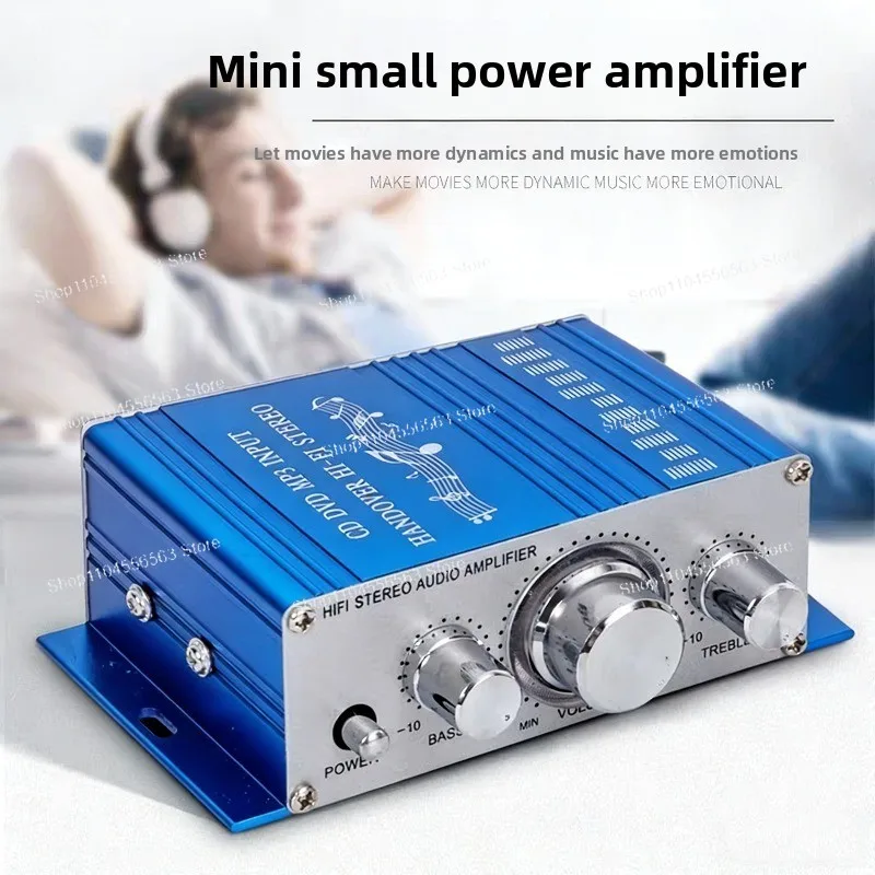 HY2001 Mini 2.0 Channel Power Amplifier, 12V Dual-Use for Home & Car, Desktop Audio Sound Amplifier