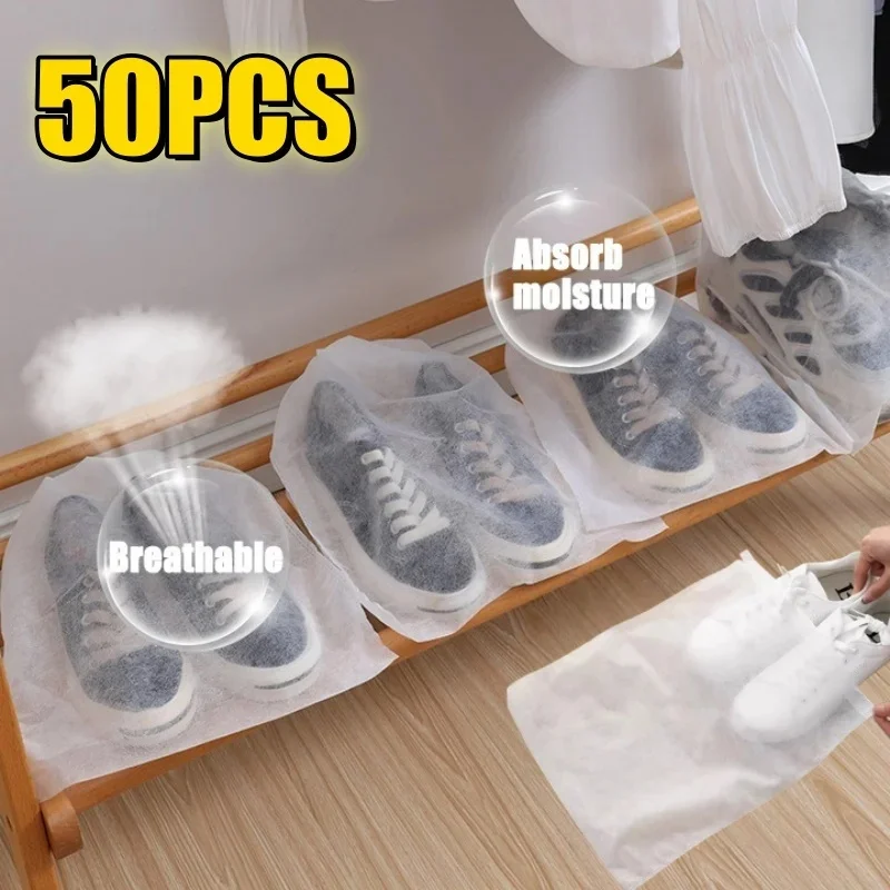 10/30/60PCs Non-Woven Shoe Dust Covers Dustproof Drawstring Storage Bag Travel Pouch Shoe Bags Drying Shoes Protect