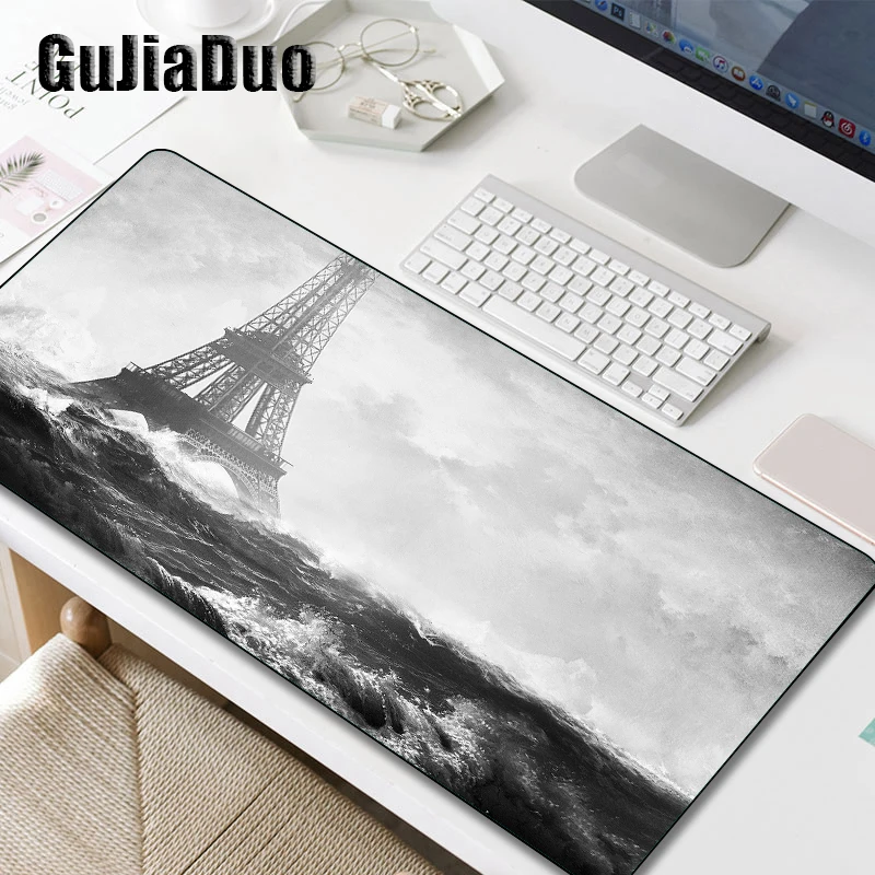 80x40 Black and White Art Pattern Mouse Pad Laptop XXL Large Waterproof Non-slip Desk Mat Gaming Accessories Mousepad Carpet Rug